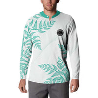 Custom New Zealand Football Button Sweatshirt Aotearoa Pride Aqua Version LT05 - Polynesian Pride