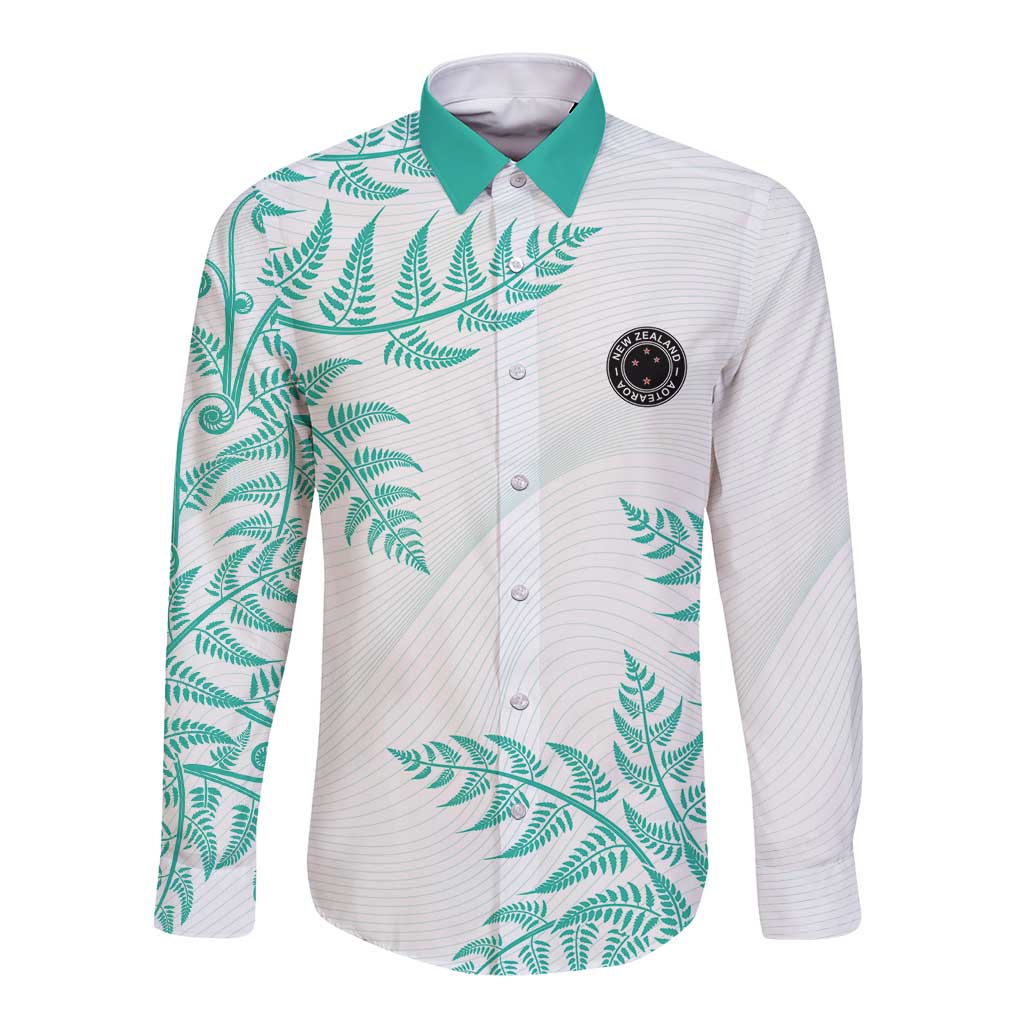 Custom New Zealand Football Long Sleeve Button Shirt Aotearoa Pride Aqua Version LT05 Unisex Aqua - Polynesian Pride