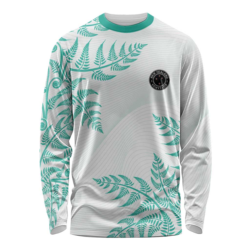 Custom New Zealand Football Long Sleeve Shirt Aotearoa Pride Aqua Version LT05 Unisex Aqua - Polynesian Pride