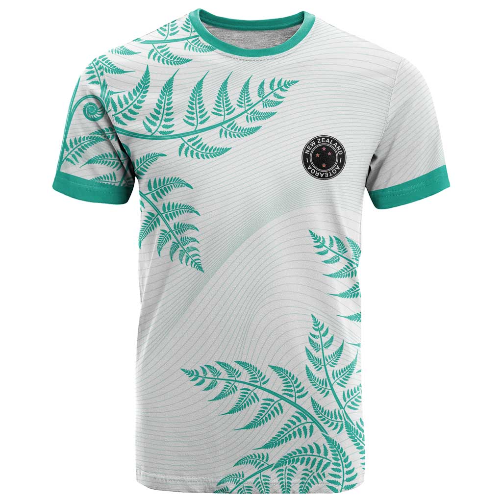Custom New Zealand Football T Shirt Aotearoa Pride Aqua Version LT05 Aqua - Polynesian Pride