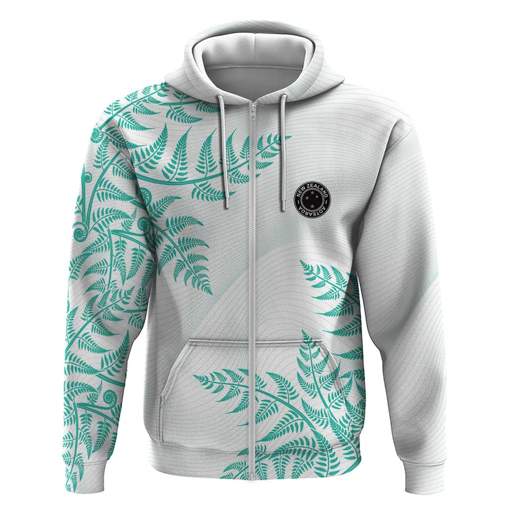 Custom New Zealand Football Zip Hoodie Aotearoa Pride Aqua Version LT05 Zip Hoodie Aqua - Polynesian Pride