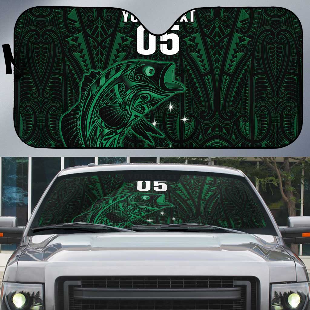 Custom New Zealand Fishing Auto Sun Shade Maori Tribal Pattern LT05 Black - Polynesian Pride
