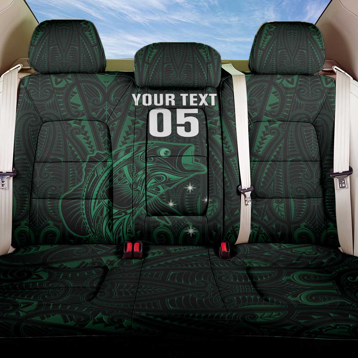 Custom New Zealand Fishing Back Car Seat Cover Maori Tribal Pattern LT05 One Size Black - Polynesian Pride