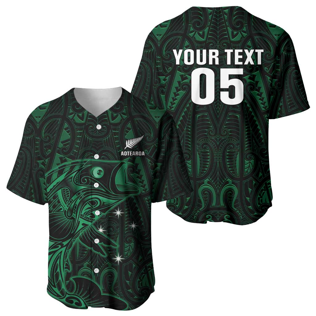 Custom New Zealand Fishing Baseball Jersey Maori Tribal Pattern LT05 - Polynesian Pride