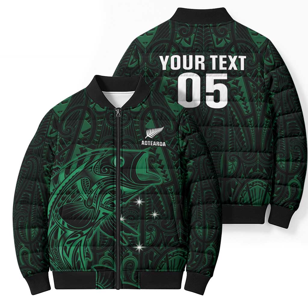 Custom New Zealand Fishing Bomber Puffer Jacket Maori Tribal Pattern LT05 - Polynesian Pride