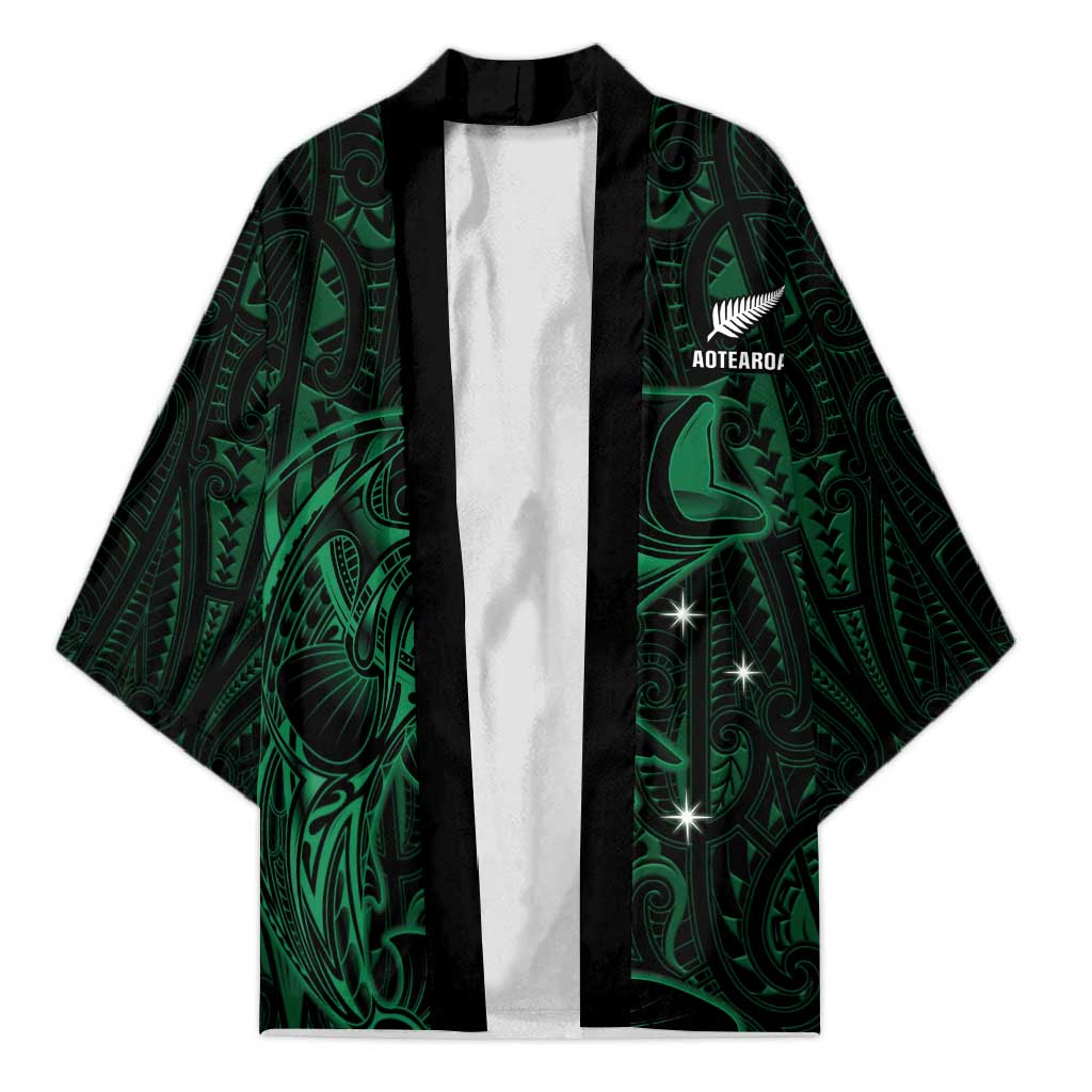 Custom New Zealand Fishing Kimono Maori Tribal Pattern LT05 Unisex Black - Polynesian Pride