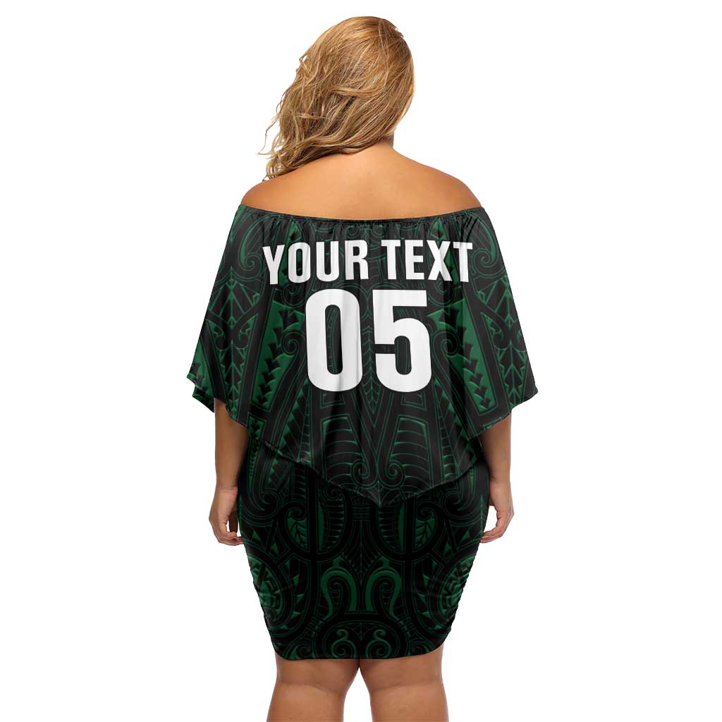 Custom New Zealand Fishing Off Shoulder Short Dress Maori Tribal Pattern LT05 - Polynesian Pride