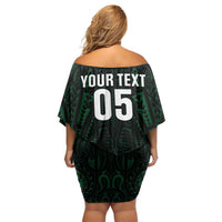 Custom New Zealand Fishing Off Shoulder Short Dress Maori Tribal Pattern LT05 - Polynesian Pride