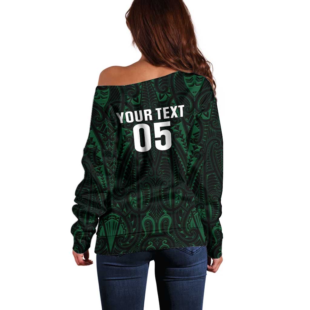 Custom New Zealand Fishing Off Shoulder Sweater Maori Tribal Pattern LT05 - Polynesian Pride