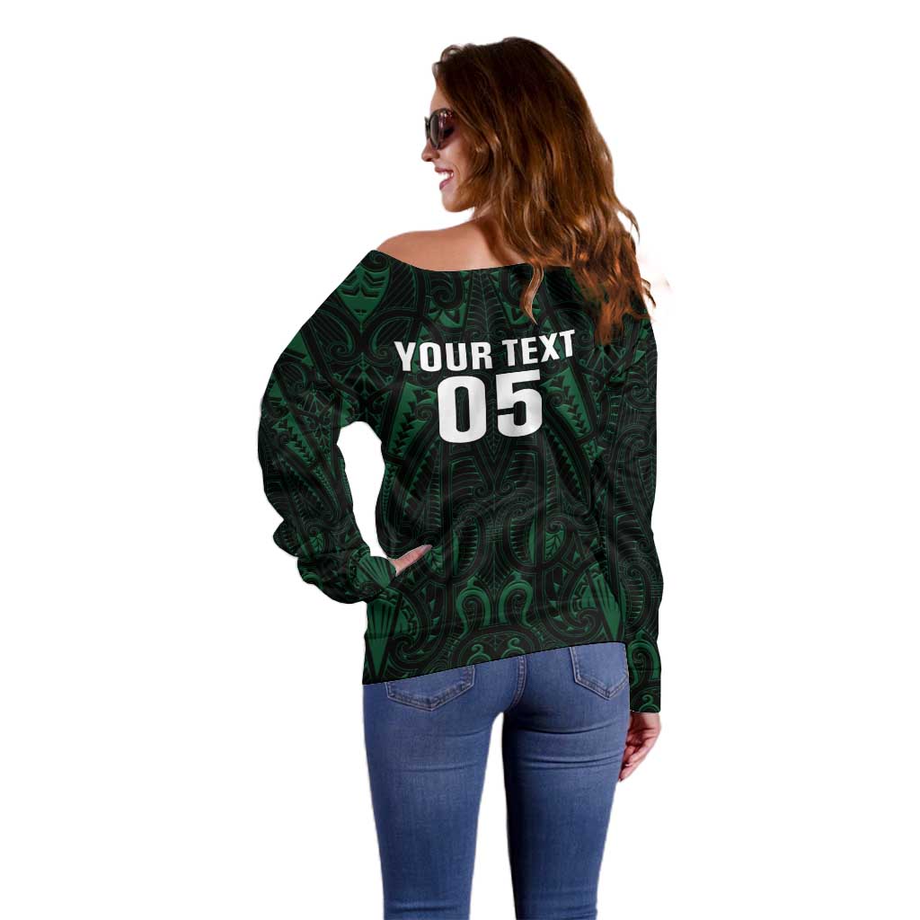 Custom New Zealand Fishing Off Shoulder Sweater Maori Tribal Pattern LT05 - Polynesian Pride