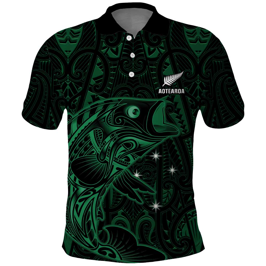 Custom New Zealand Fishing Polo Shirt Maori Tribal Pattern LT05 Black - Polynesian Pride