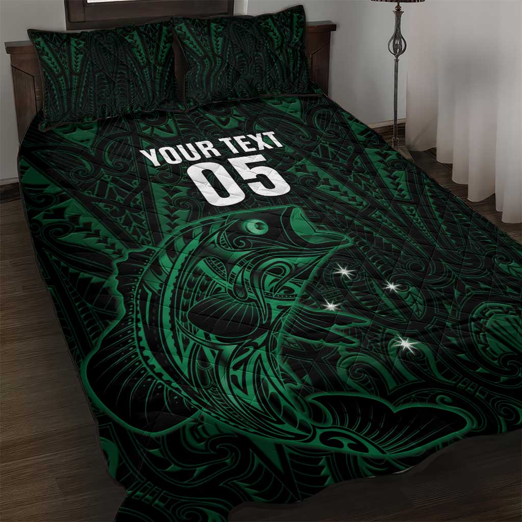 Custom New Zealand Fishing Quilt Bed Set Maori Tribal Pattern LT05 Black - Polynesian Pride