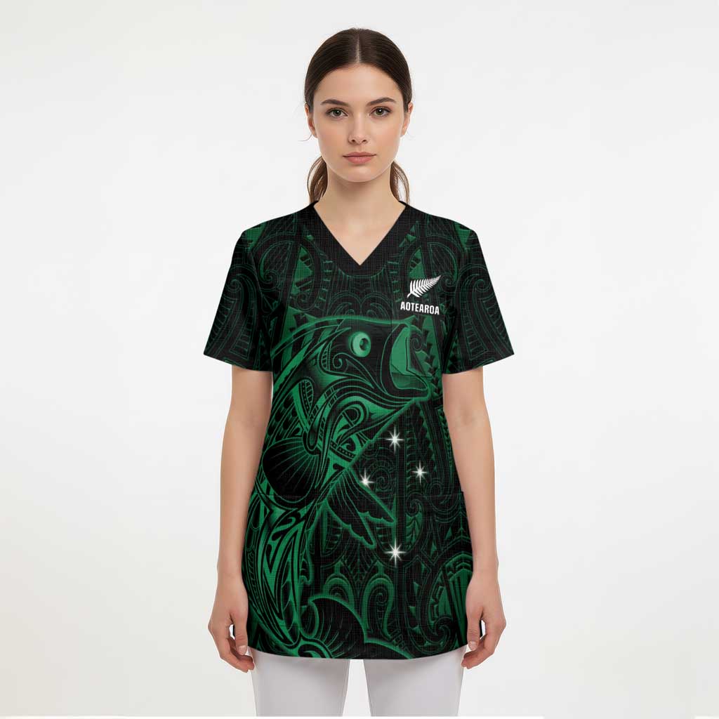 Custom New Zealand Fishing Scrub Top Maori Tribal Pattern LT05 - Polynesian Pride