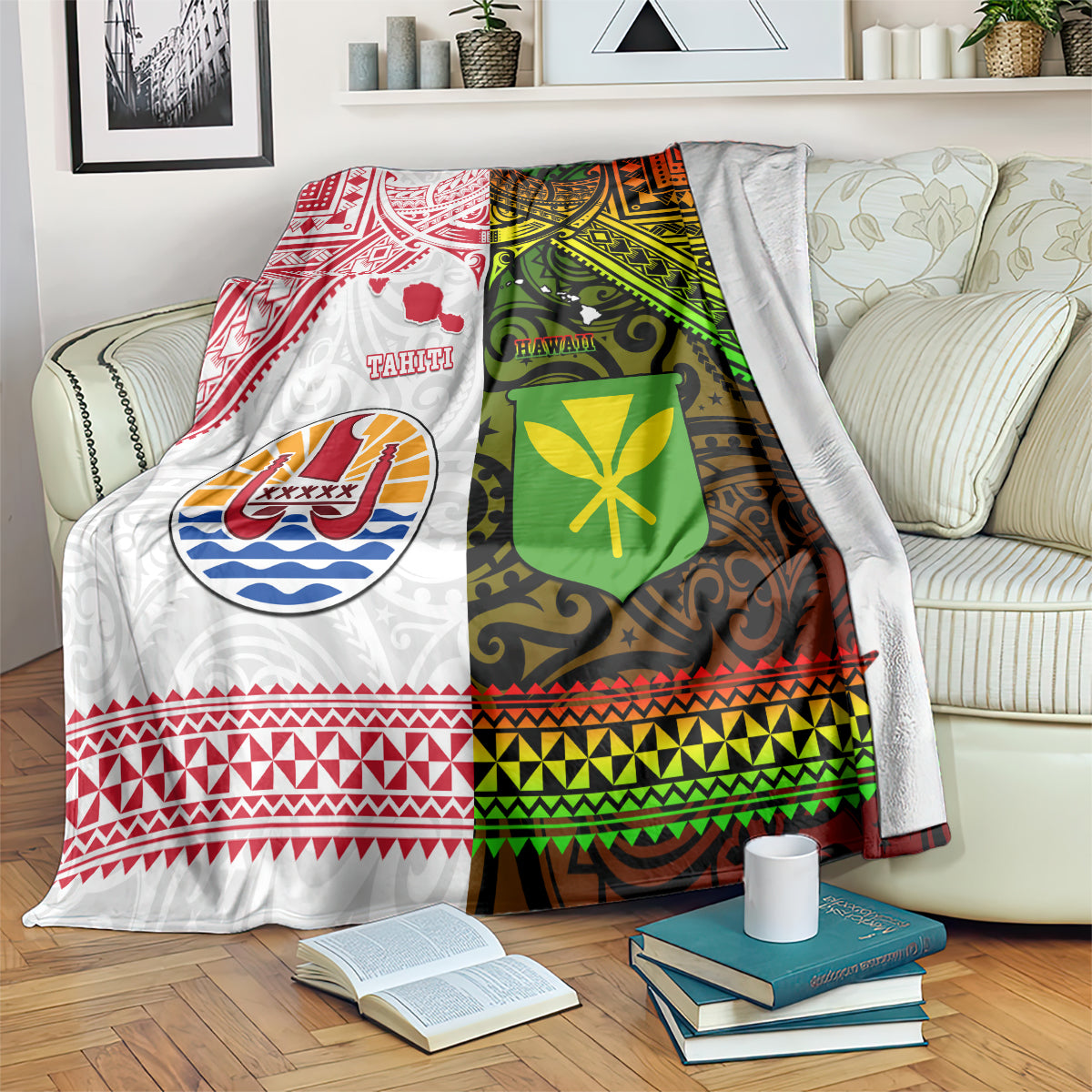 Hawaii And Tahiti Blanket Coat Of Arms Polynesian Pattern LT05 Reggae - Polynesian Pride