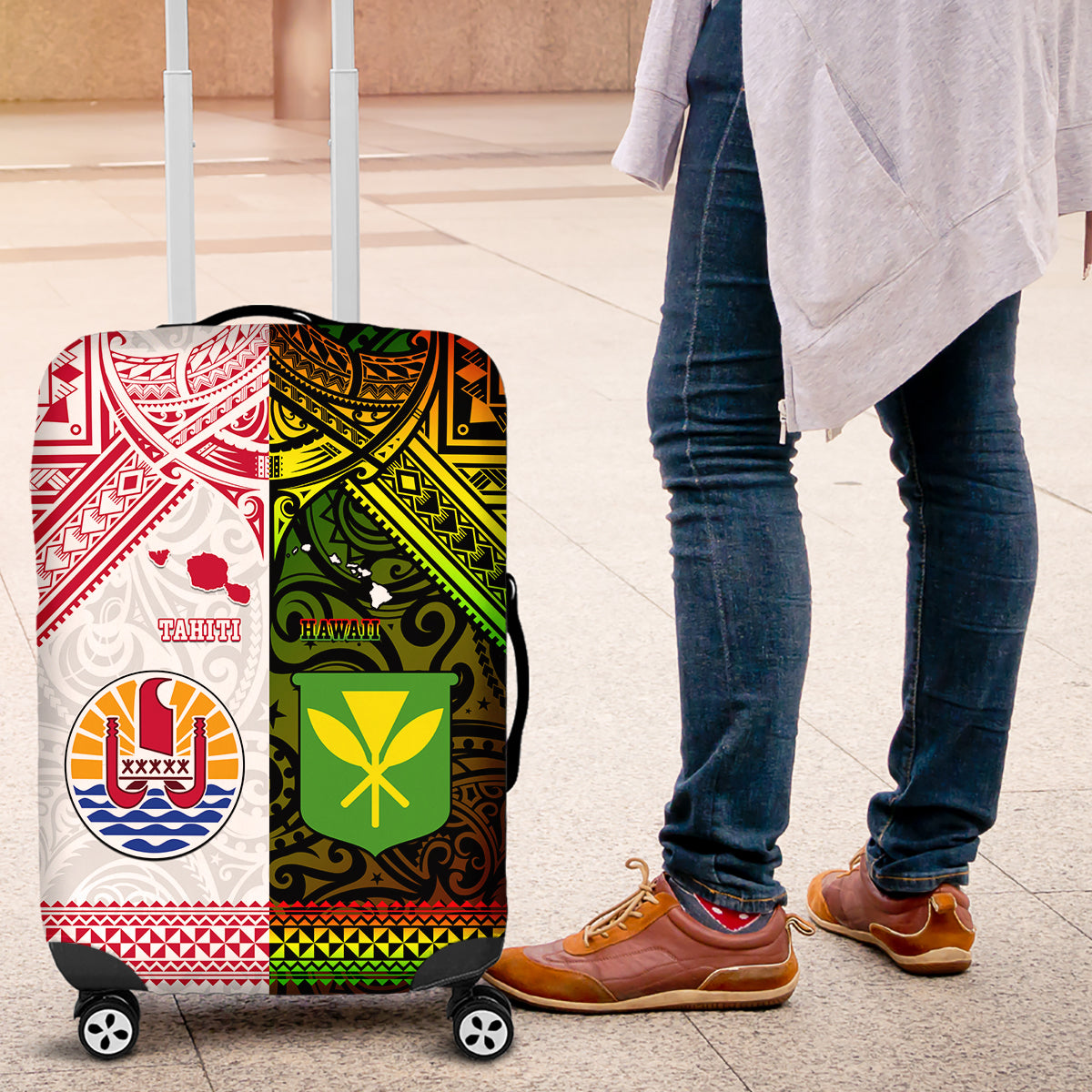 Hawaii And Tahiti Luggage Cover Coat Of Arms Polynesian Pattern LT05 Reggae - Polynesian Pride