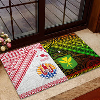 Hawaii And Tahiti Rubber Doormat Coat Of Arms Polynesian Pattern LT05 - Polynesian Pride