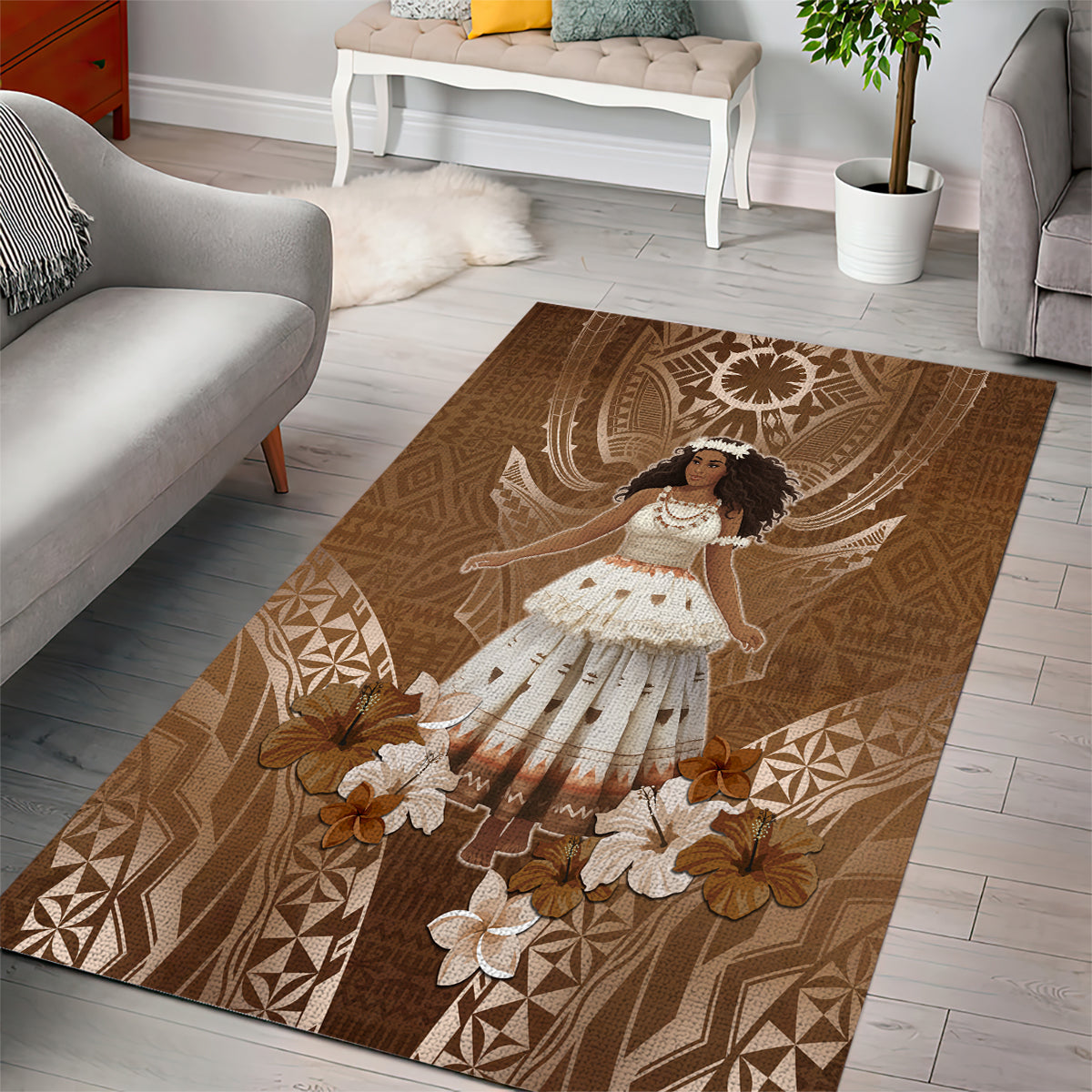 Bula Fiji Women's Day Area Rug With Fijian Tapa Pattern LT05 - Polynesian Pride