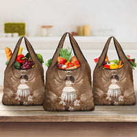 Bula Fiji Women's Day Grocery Bag With Fijian Tapa Pattern LT05 3-pack One Size Brown - Polynesian Pride