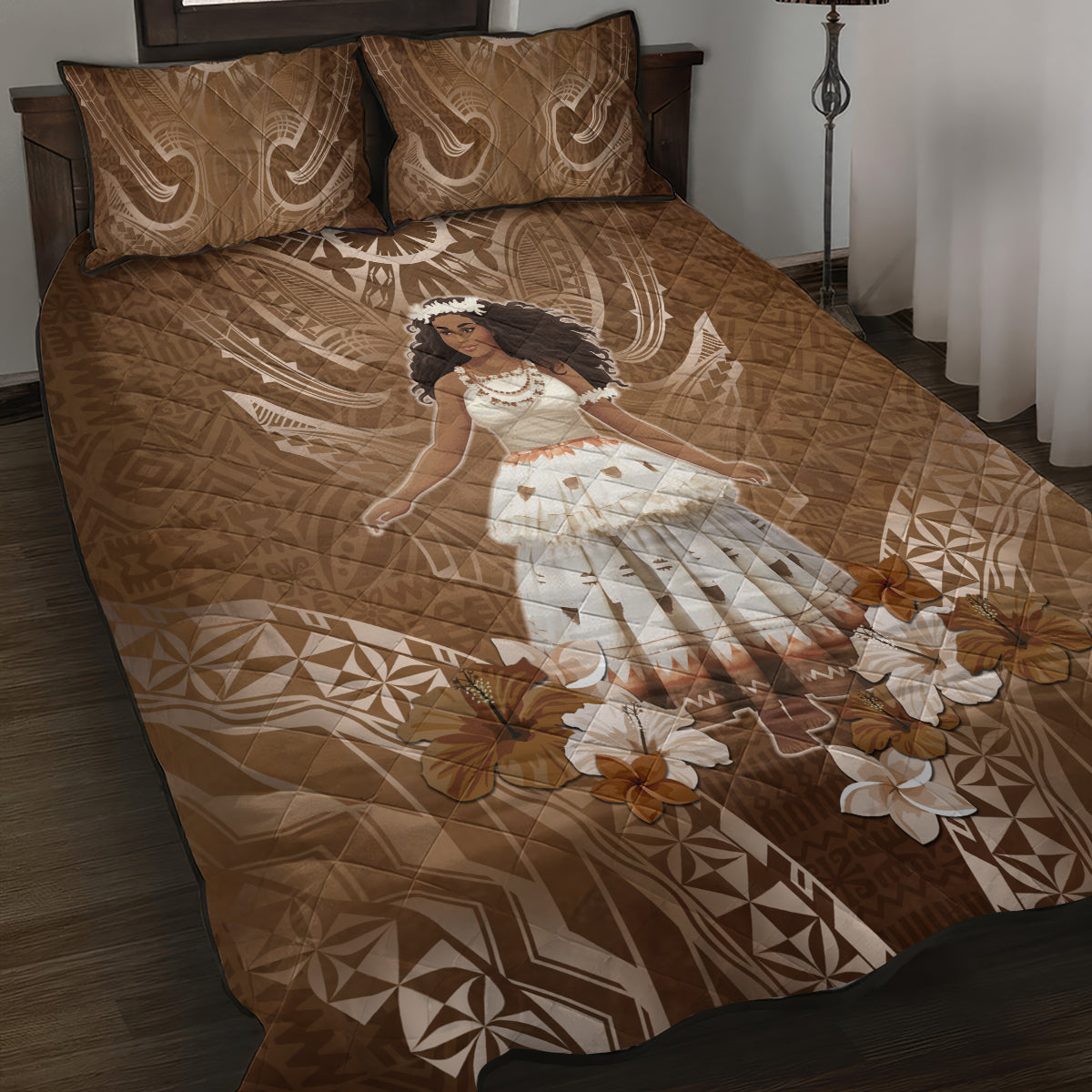 Bula Fiji Women's Day Quilt Bed Set With Fijian Tapa Pattern LT05 Brown - Polynesian Pride
