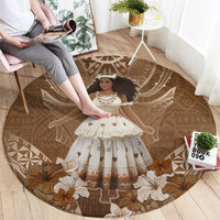 Bula Fiji Women's Day Round Carpet With Fijian Tapa Pattern LT05 - Polynesian Pride