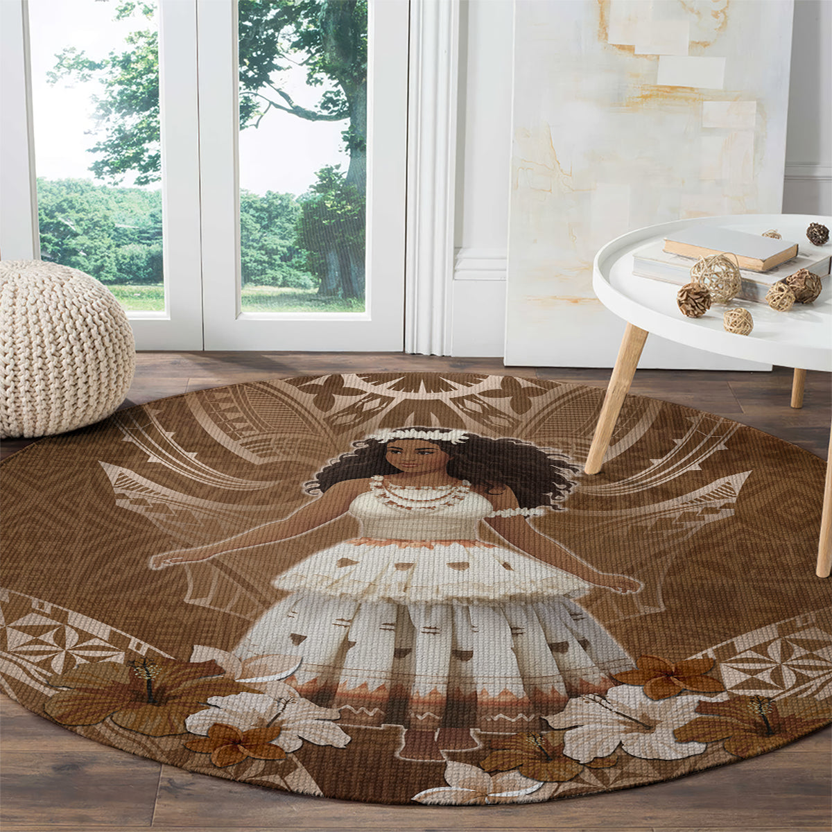 Bula Fiji Women's Day Round Carpet With Fijian Tapa Pattern LT05 - Polynesian Pride