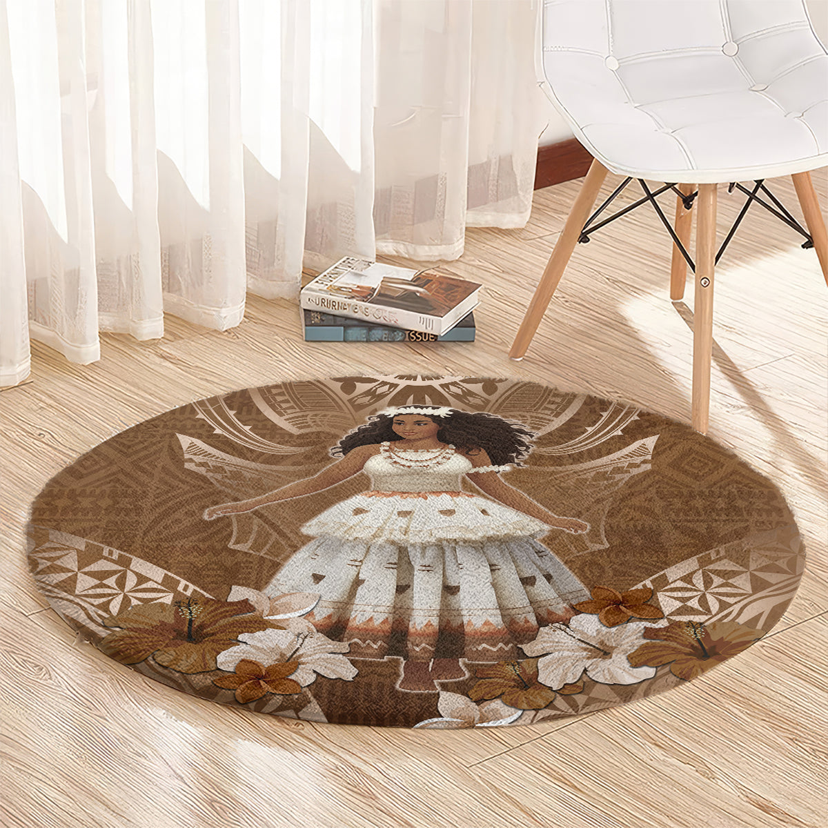 Bula Fiji Women's Day Round Carpet With Fijian Tapa Pattern LT05 - Polynesian Pride