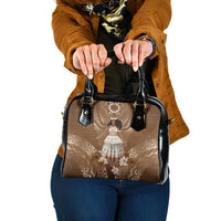 Bula Fiji Women's Day Shoulder Handbag With Fijian Tapa Pattern LT05 One Size Brown - Polynesian Pride