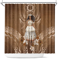 Bula Fiji Women's Day Shower Curtain With Fijian Tapa Pattern LT05 Brown - Polynesian Pride