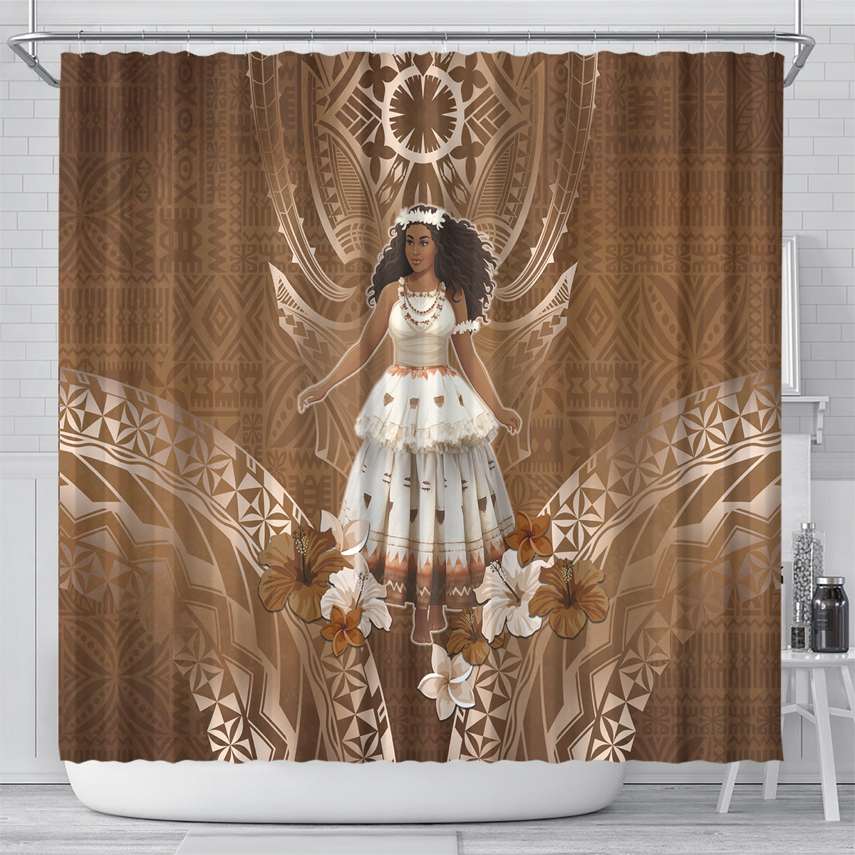 Bula Fiji Women's Day Shower Curtain With Fijian Tapa Pattern LT05 - Polynesian Pride