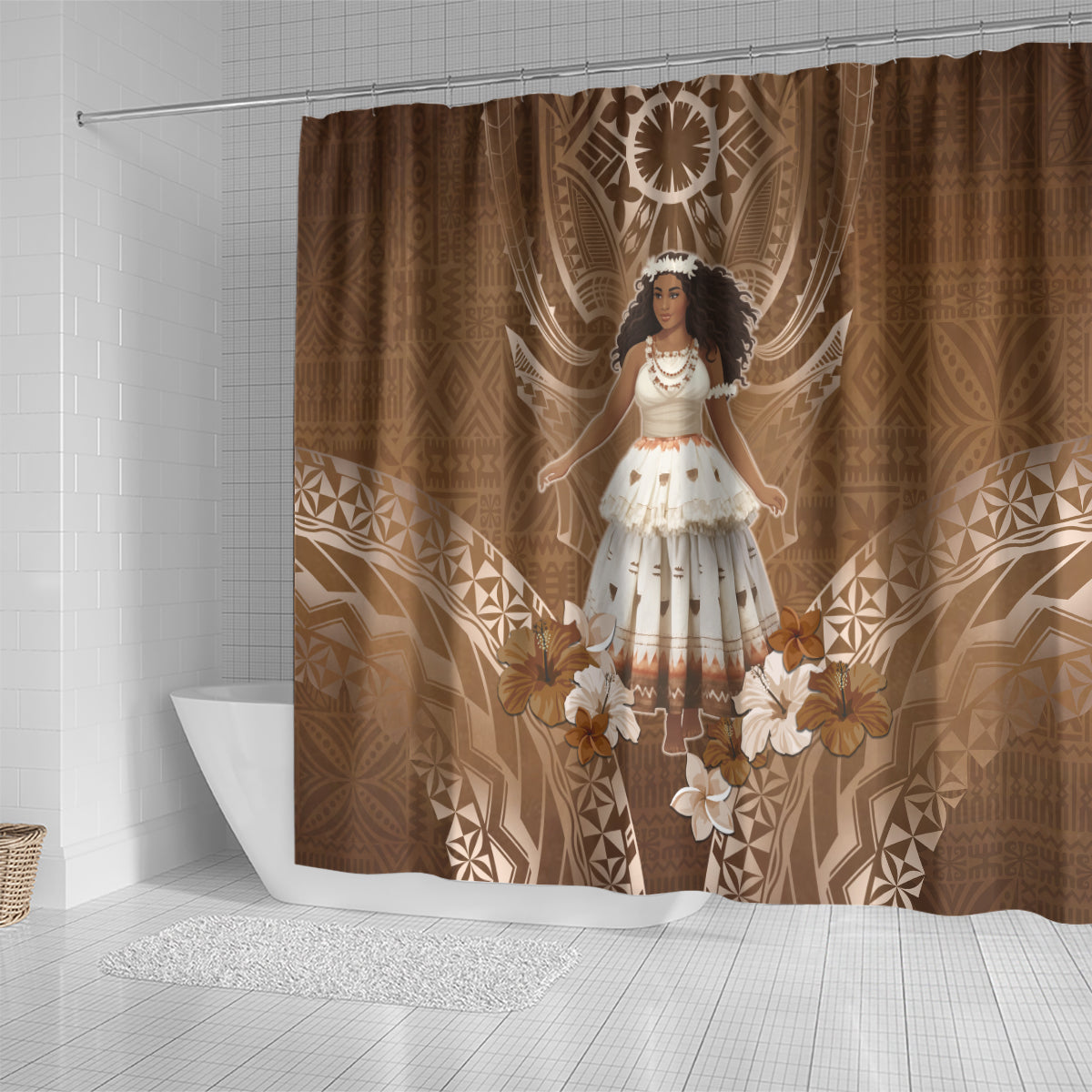 Bula Fiji Women's Day Shower Curtain With Fijian Tapa Pattern LT05 - Polynesian Pride