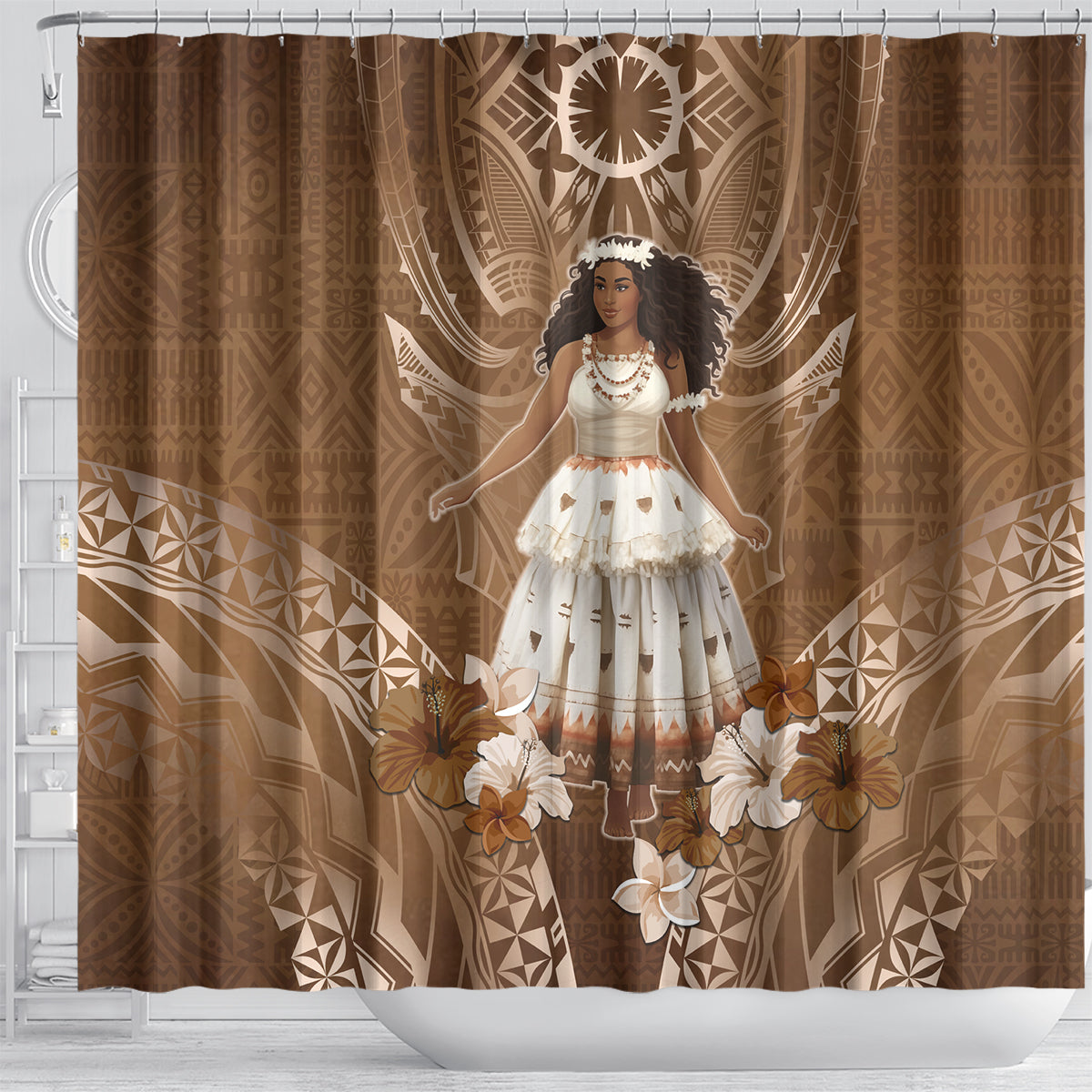 Bula Fiji Women's Day Shower Curtain With Fijian Tapa Pattern LT05 - Polynesian Pride