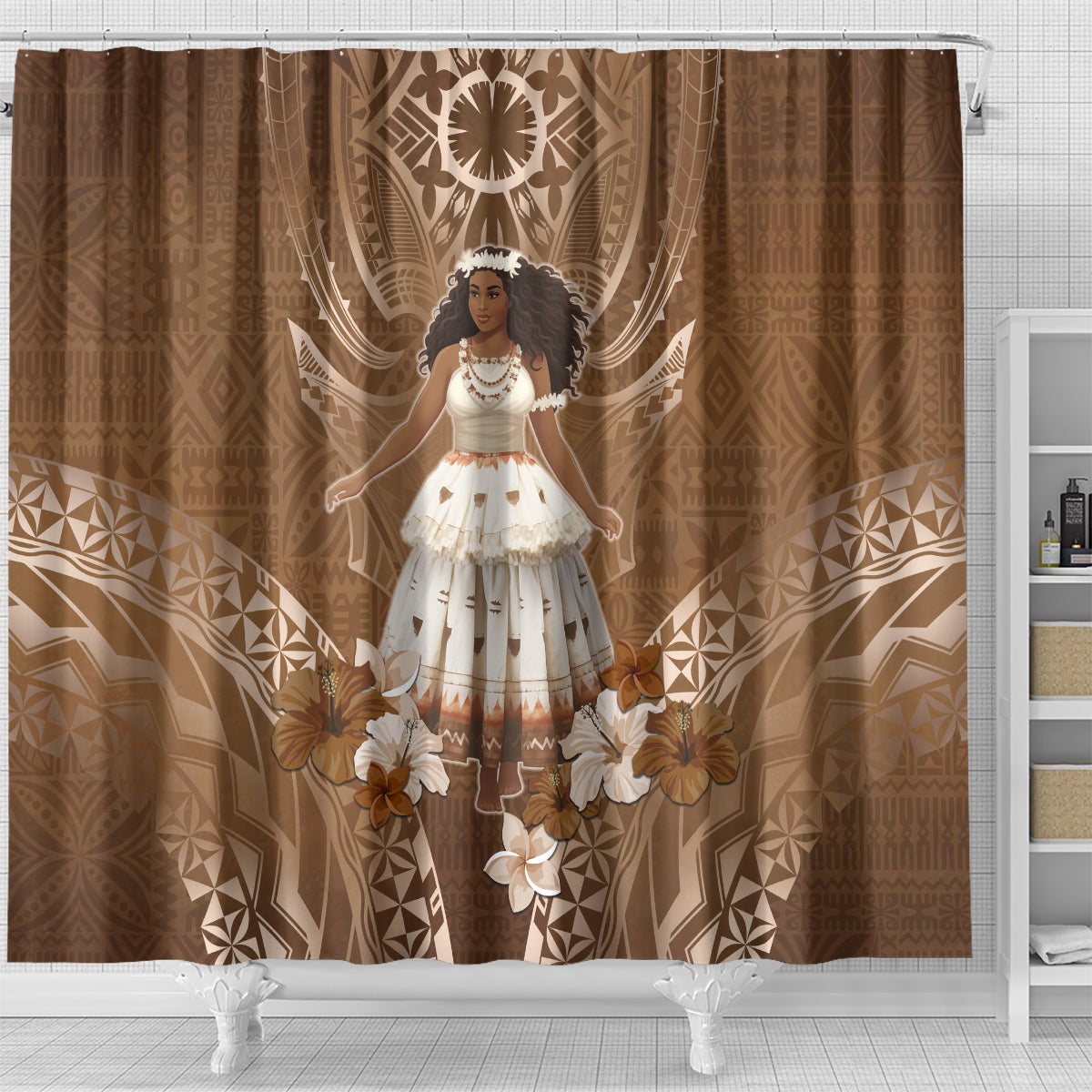 Bula Fiji Women's Day Shower Curtain With Fijian Tapa Pattern LT05 - Polynesian Pride