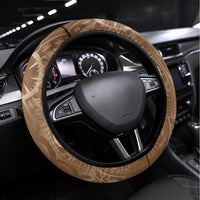 Bula Fiji Women's Day Steering Wheel Cover With Fijian Tapa Pattern LT05 Universal Fit Brown - Polynesian Pride