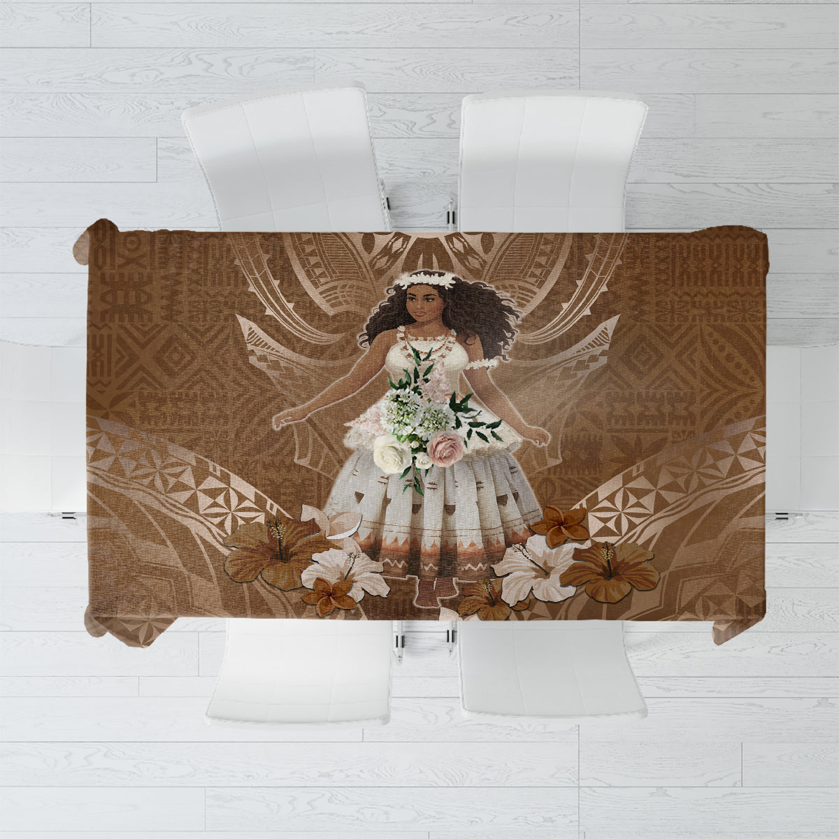 Bula Fiji Women's Day Tablecloth With Fijian Tapa Pattern LT05 Brown - Polynesian Pride