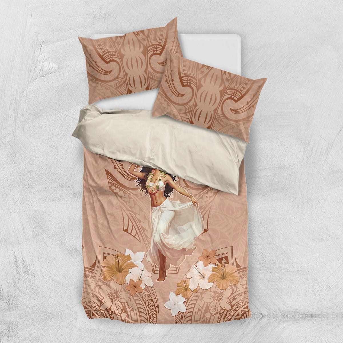 Hawaii Women's Day Bedding Set With Polynesian Pattern LT05 US Twin 172cm x 218cm Brown - Polynesian Pride