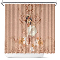 Hawaii Women's Day Shower Curtain With Polynesian Pattern LT05 Brown - Polynesian Pride