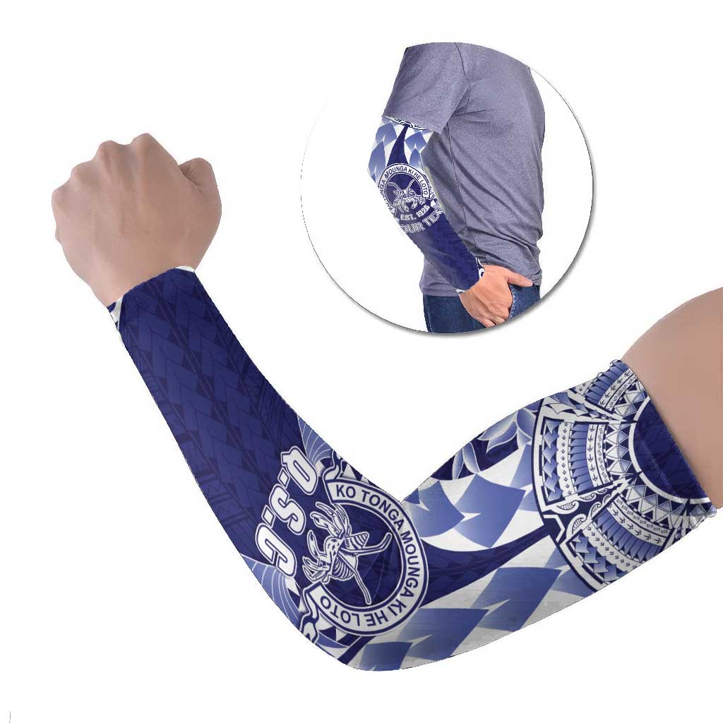 Personalised Tonga Queen Salote College Arm Sleeves Centenary Navy Version LT05 Set of 2 Navy - Polynesian Pride