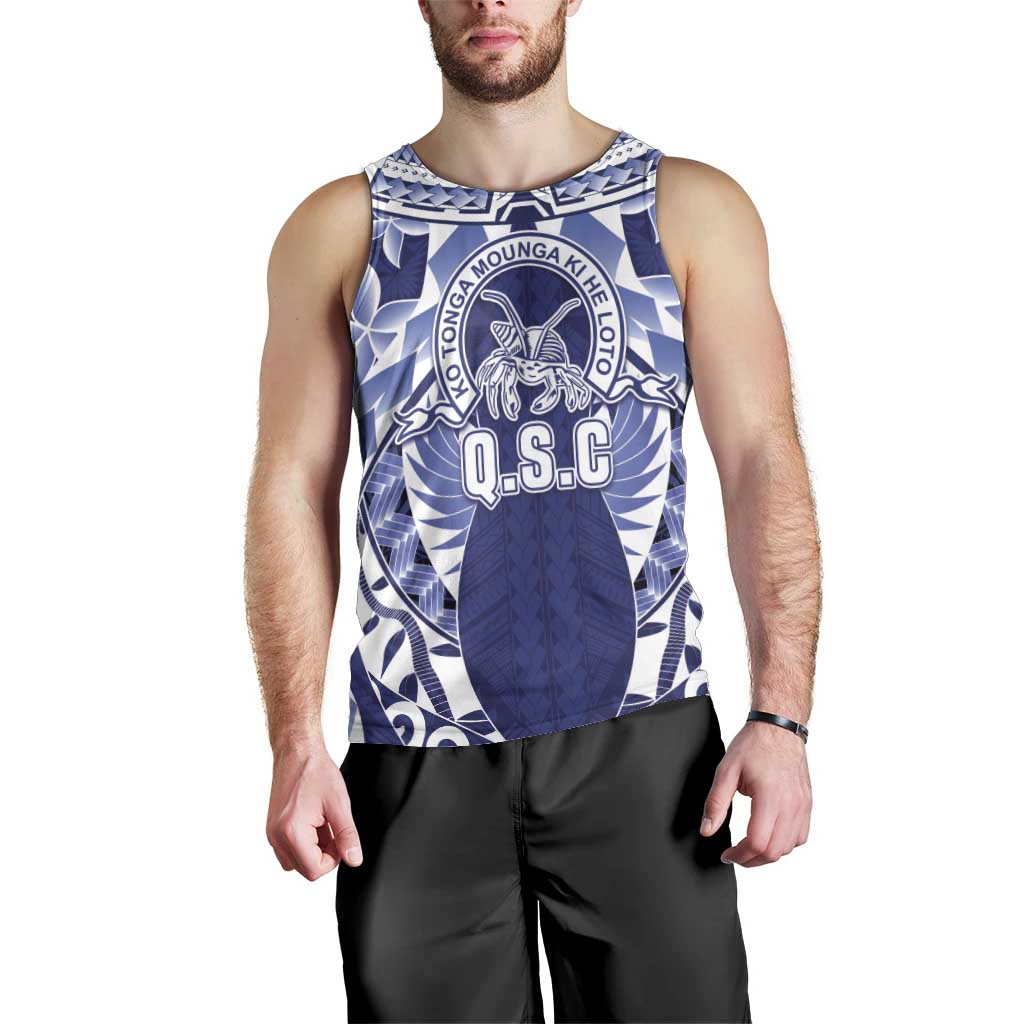 Personalised Tonga Queen Salote College Men Tank Top Centenary Navy Version LT05 - Polynesian Pride