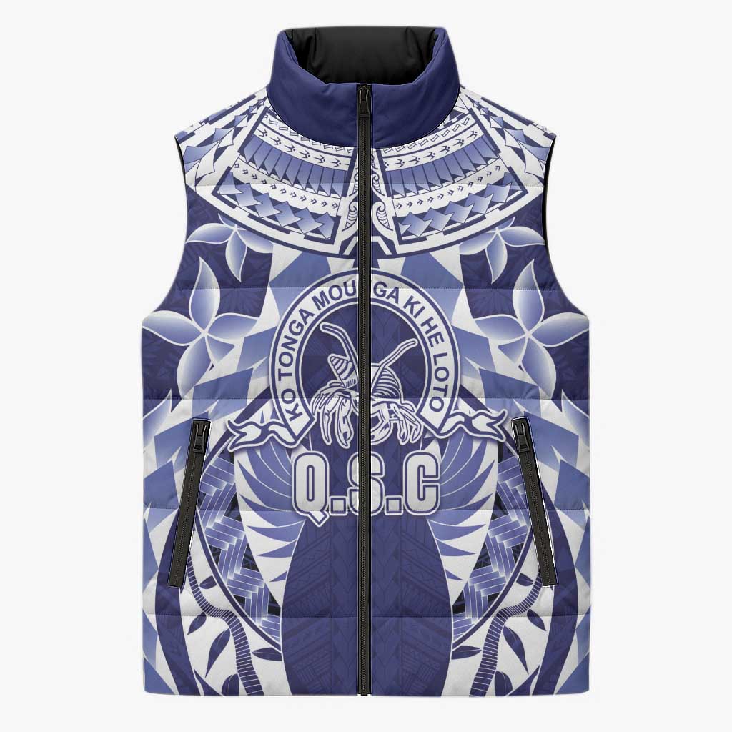 Personalised Tonga Queen Salote College Sleeveless Puffer Jacket Centenary Navy Version LT05 Unisex Navy - Polynesian Pride