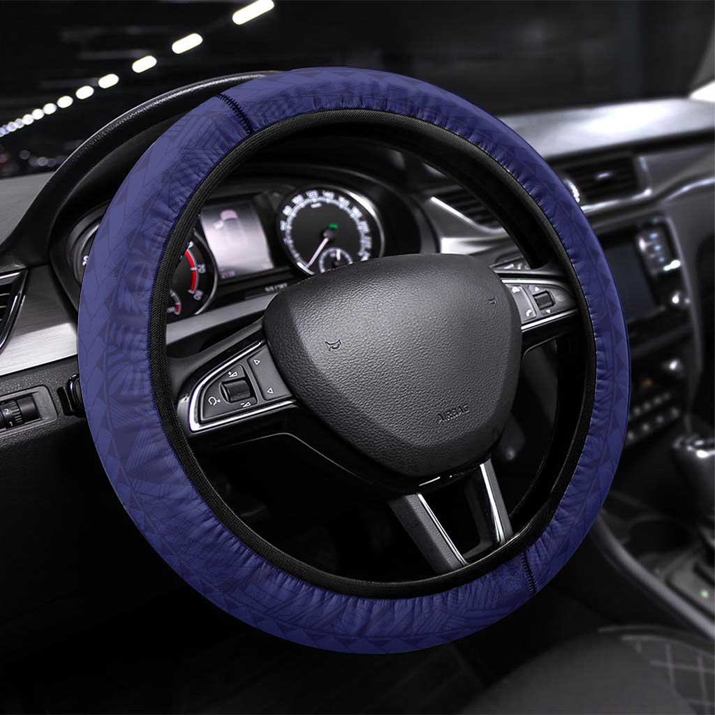 Tonga Queen Salote College Steering Wheel Cover Centenary Navy Version LT05 Universal Fit Navy - Polynesian Pride