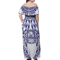Personalised Tonga Queen Salote College Off Shoulder Maxi Dress Centenary White Version LT05 - Polynesian Pride