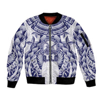 Personalised Tonga Queen Salote College Sleeve Zip Bomber Jacket Centenary White Version LT05 Unisex White - Polynesian Pride