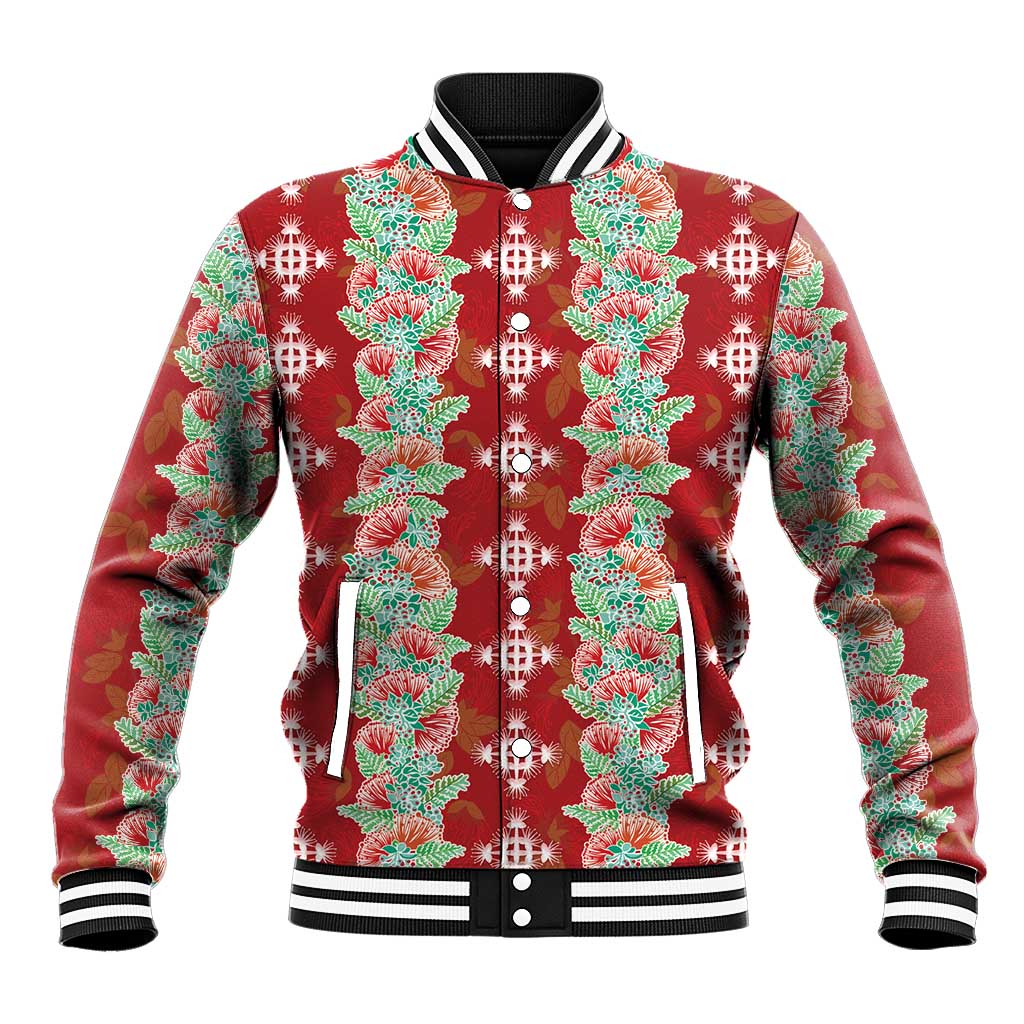 Hawaii Ohia Lehua Baseball Jacket Tropical Vibes Crimson LT05 Unisex Crimson - Polynesian Pride