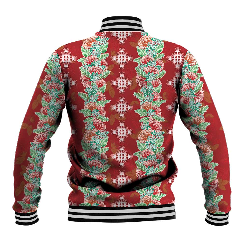 Hawaii Ohia Lehua Baseball Jacket Tropical Vibes Crimson LT05 - Polynesian Pride