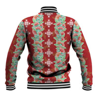 Hawaii Ohia Lehua Baseball Jacket Tropical Vibes Crimson LT05 - Polynesian Pride
