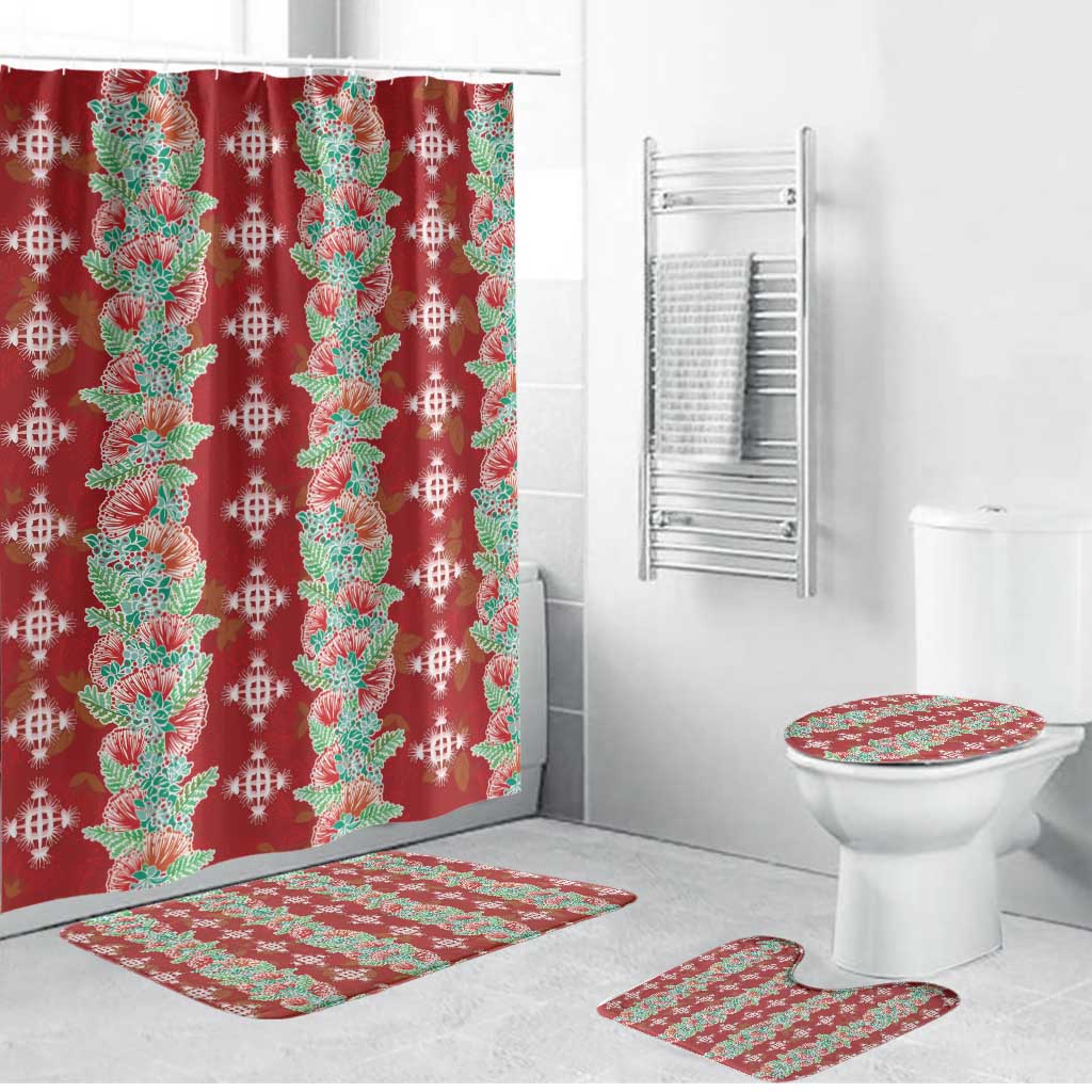 Hawaii Ohia Lehua Bathroom Set Tropical Vibes Crimson LT05 Bathroom Set (4 pcs) Crimson - Polynesian Pride