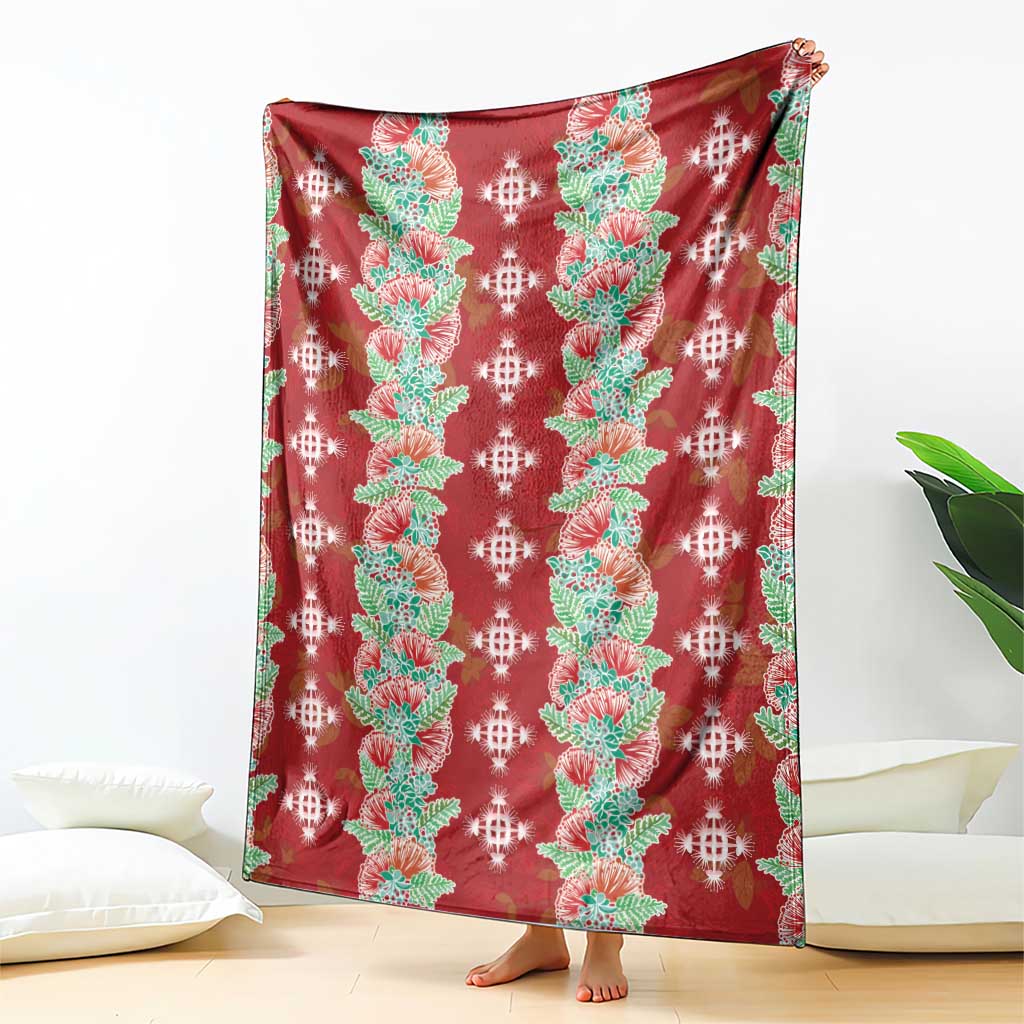 Hawaii Ohia Lehua Blanket Tropical Vibes Crimson LT05 - Polynesian Pride