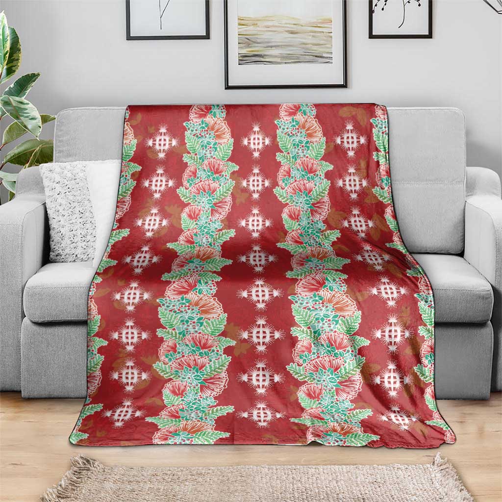 Hawaii Ohia Lehua Blanket Tropical Vibes Crimson LT05 - Polynesian Pride