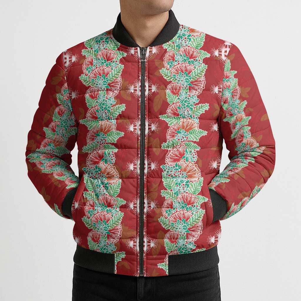 Hawaii Ohia Lehua Bomber Puffer Jacket Tropical Vibes Crimson LT05 - Polynesian Pride