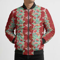 Hawaii Ohia Lehua Bomber Puffer Jacket Tropical Vibes Crimson LT05 - Polynesian Pride